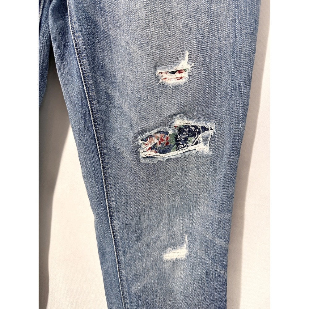 WHBM Floral Peekaboo Disrressed Skinny Ankle Cotton Blue Jeans Womens Size 6 - Picture 2 of 11